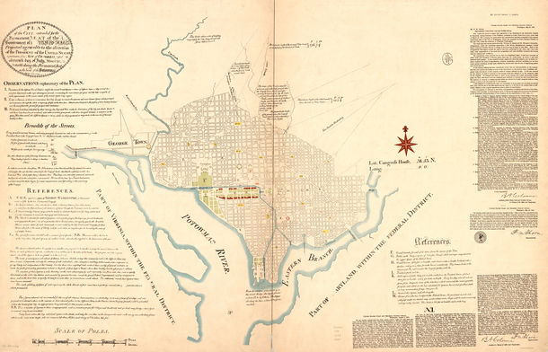 Historic facsimile of Pierre Charles L’Enfant’s 1791 plan for Washington, D.C.
