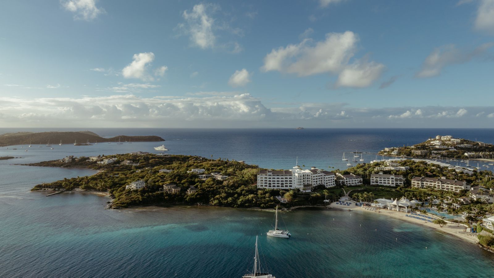 Aerial view of The Ritz-Carlton, St. Thomas, on Great Bay.