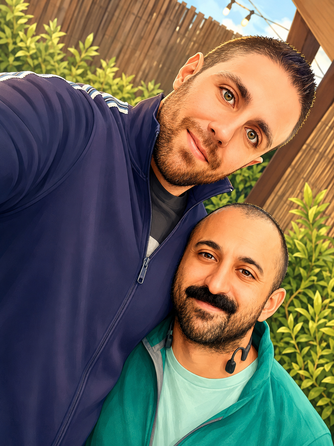 The author and his friend posing together outdoors.